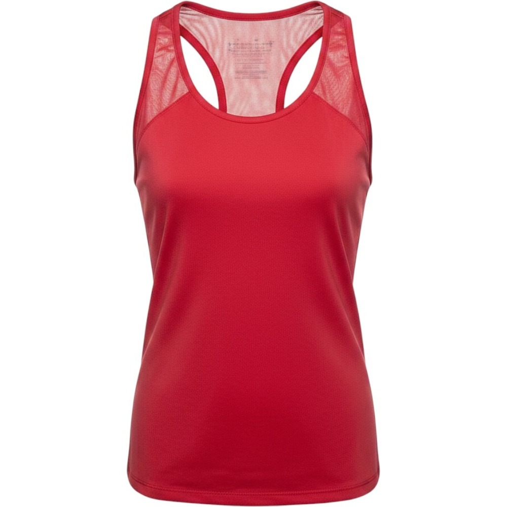 Fila Womens Red Racerback Athletic Tank Top Mesh Back Built-in Bra Pocket S